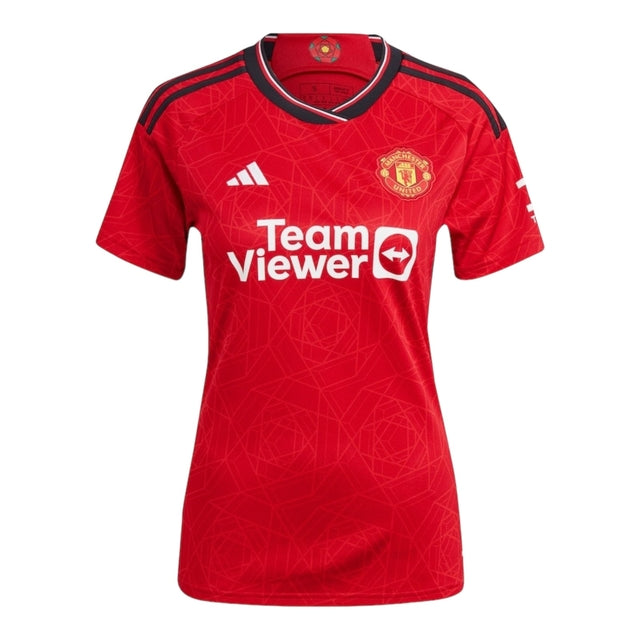 Camisa Manchester United I 23/24 -  Adidas Feminina - Vermelha com detalhes em preto e branco