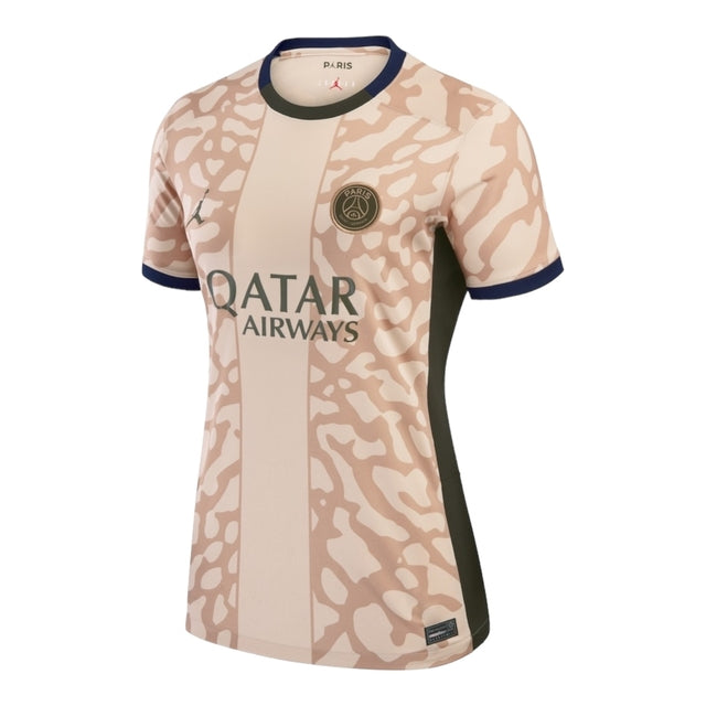 Camisa Paris Saint-Germain Fourth 23/24 -  Jordan Feminina - Bege com detalhes em azul