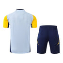 Kit Treino adulto - Camisa e Shorts - Real Madrid Adidas 24/25 - Azul com detalhes em amarelo
