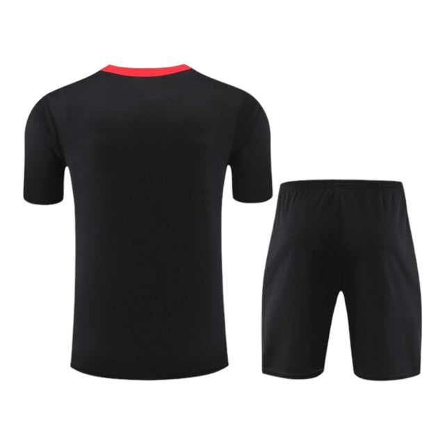 Kit Treino adulto - Camisa e Shorts - Seleção Portugal Nike 24/25 - Preto com detalhes em vermelho