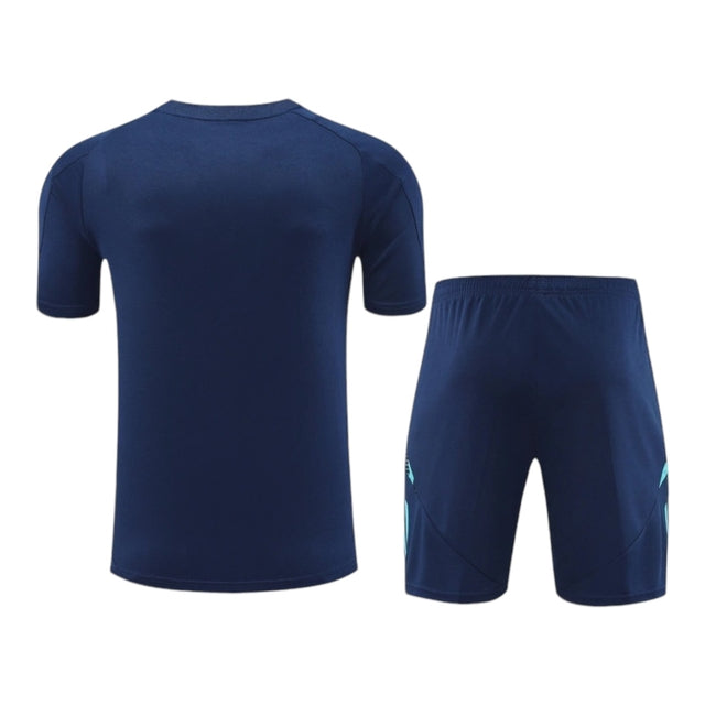 Kit Treino adulto - Camisa e Shorts - Arsenal Adidas 24/25 - Azul com detalhes em verde