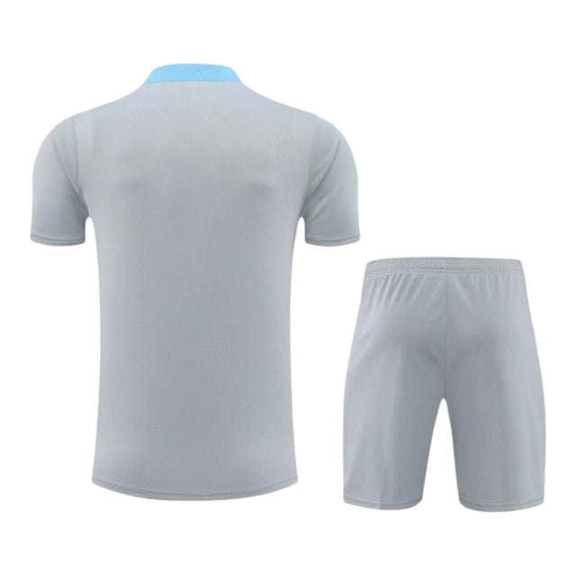 Kit Treino adulto - Camisa e Shorts - Atlético de Madrid Nike 24/25 - Cinza com detalhes em azul