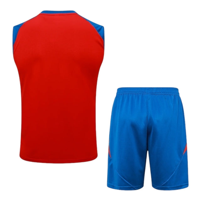 Kit Treino adulto - Camisa e Shorts - Seleção Espanha Adidas 24/25 - Azul e vermelho