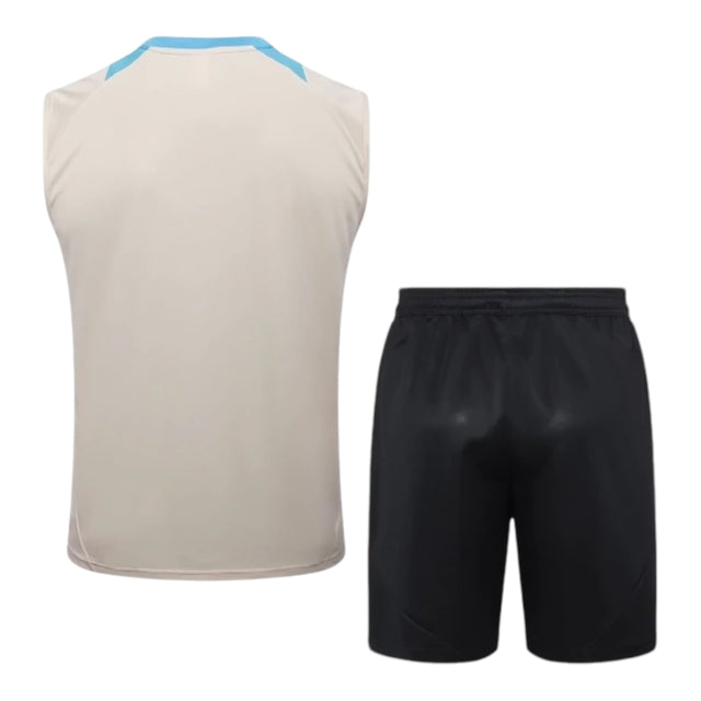 Kit Treino adulto - Camisa e Shorts - Seleção Argentina Adidas 24/25 - Bege e preto com detalhes em azul