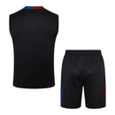 Kit Treino adulto - Camisa e Shorts - Barcelona Nike 24/25 - Preto com detalhes em vermelho e azul