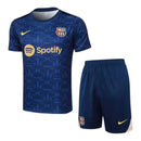 Kit Treino adulto - Camisa e Shorts - Barcelona Nike 24/25 - Azul com detalhes em dourado