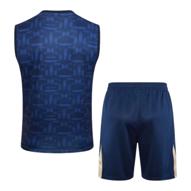 Kit Treino adulto - Camisa e Shorts - Barcelona Nike 24/25 - Azul com detalhes em dourado