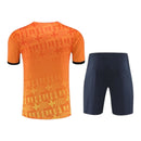 Kit Treino adulto - Camisa e Shorts - Barcelona Nike 24/25 - Laranja e azul com detalhes em preto