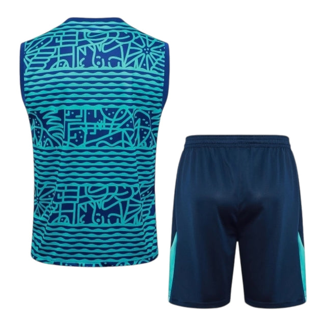 Kit Treino adulto - Camisa e Shorts - Seleção Brasileira Nike 24/25 - Azul com detalhes em verde