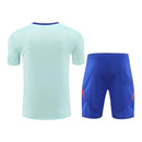 Kit Treino adulto - Camisa e Shorts - Seleção Espanha Adidas 24/25 - Azul com detalhes em vermelho e branco