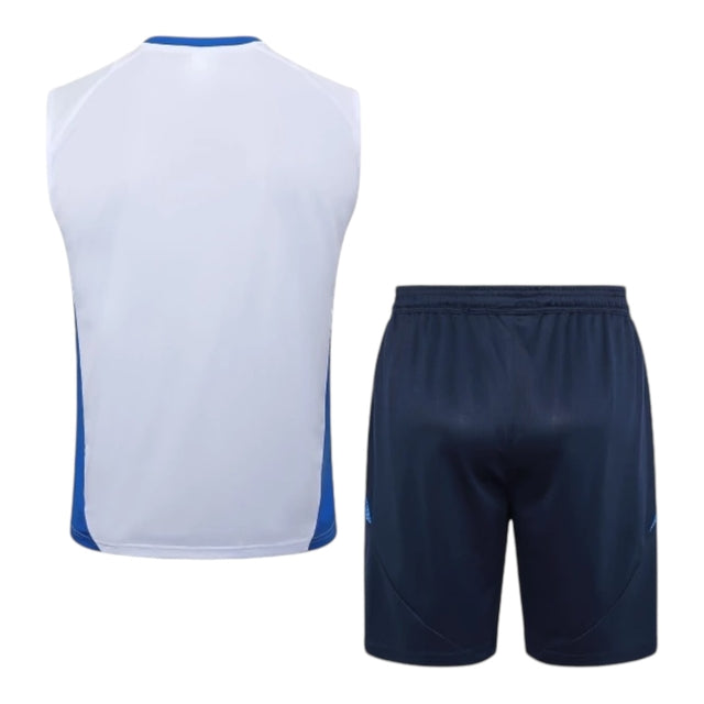 Kit Treino adulto - Camisa e Shorts - Seleção Itália Adidas 24/25 - Branco e azul