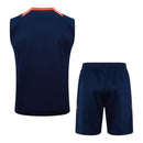 Kit Treino adulto - Camisa e Shorts - Manchester United Adidas 24/25 - Azul com detalhes em amarelo e laranja