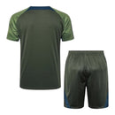Kit Treino adulto - Camisa e Shorts - Paris Saint-Germain Jordan 24/25 - Verde com detalhes em azul