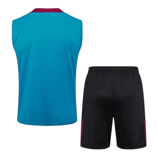 Kit Treino adulto - Camisa e Shorts - Paris Saint-Germain Nike 24/25 - Azul e preto com detalhes em vinho