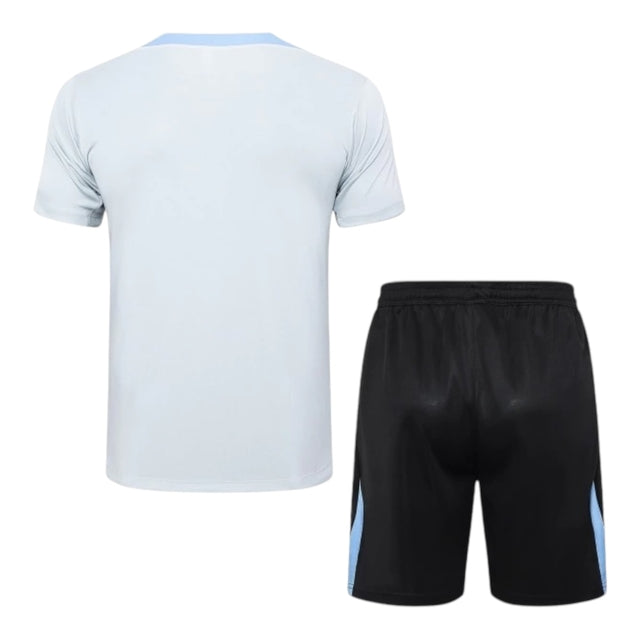 Kit Treino adulto - Camisa e Shorts - Tottenham Nike 24/25 - Cinza e preto com detalhes em azul