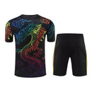 Kit Treino adulto - Camisa e Shorts - Real Madrid Adidas 24/25 - Preto com desenho de Dragão colorido