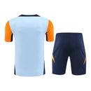 Kit Treino adulto - Camisa e Shorts - Real Madrid Adidas 24/25 - Azul com detalhes em laranja