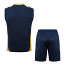 Kit Treino adulto - Camisa e Shorts - Real Madrid Adidas 24/25 - Azul com detalhes em laranja e amarelo