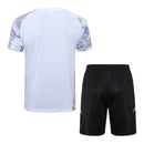 Kit Treino adulto - Camisa e Shorts - Real Madrid Adidas 24/25 - Branco com detalhes em cinza e laranja e amarelo