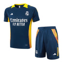 Kit Treino adulto - Camisa e Shorts - Real Madrid Adidas 24/25 - Azul com detalhes em laranja e amarelo