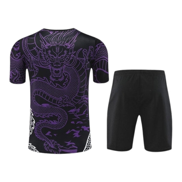 Kit Treino adulto - Camisa e Shorts - Real Madrid Ano do Dragão Adidas 24/25 - Branco com detalhes em roxo e branco