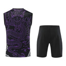 Kit Treino adulto - Camisa e Shorts - Real Madrid Ano do Dragão Adidas 24/25 - Branco com detalhes em roxo e branco