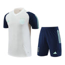 Kit Treino adulto - Camisa e Shorts - Ajax Adidas 23/24 - Branco e azul com detalhes em verde