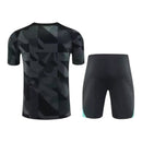 Kit Treino adulto - Camisa e Shorts - Barcelona Nike 23/24 - Cinza com detalhes em verde