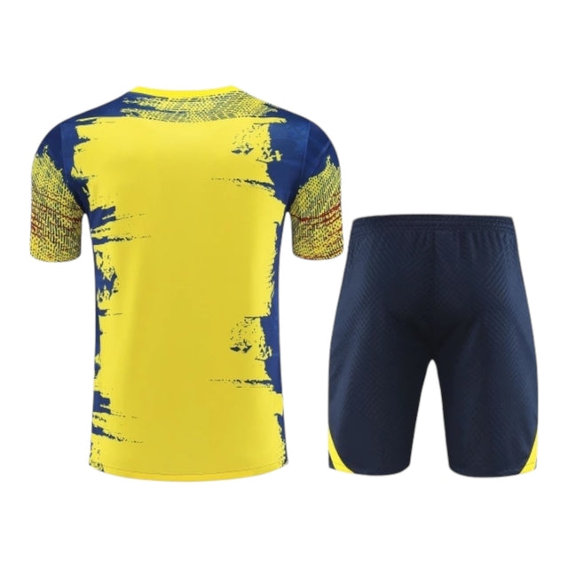 Kit Treino adulto - Camisa e Shorts - Barcelona Nike 23/24 - Amarelo e azul