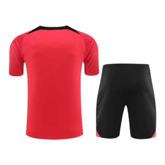 Kit Treino adulto - Camisa e Shorts - Paris Saint-Germain Nike 23/24 - Vermelho e preto