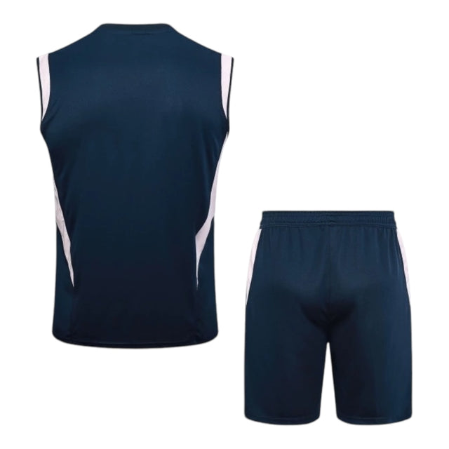 Kit Treino adulto - Camisa e Shorts - Ajax Adidas 23/24 - Azul com detalhes em rosa
