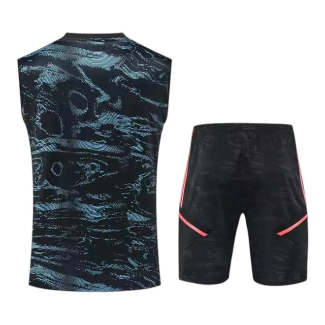 Kit Treino adulto - Camisa e Shorts - Arsenal Adidas 24/25 - Preto com detalhes em cinza e rosa