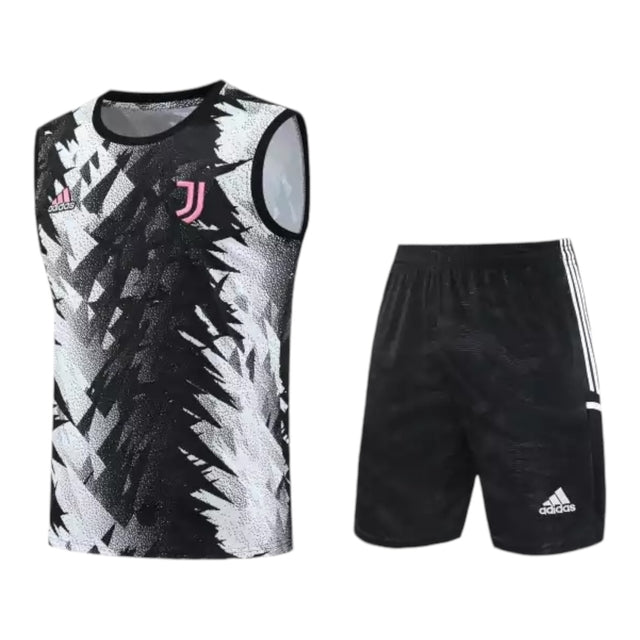 Kit Treino adulto - Camisa e Shorts - Juventus Adidas 23/24 - Branco e preto