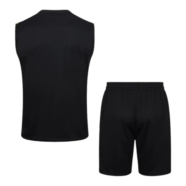 Kit Treino adulto - Camisa e Shorts - Juventus Adidas 23/24 - Preto com detalhes em amarelo e branco