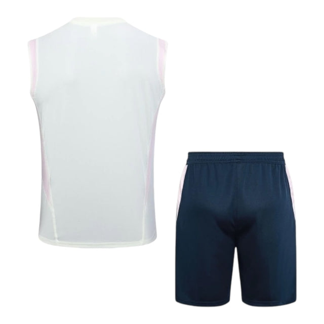 Kit Treino adulto - Camisa e Shorts - Ajax Adidas 23/24 - Branco e azul com detalhes em verde