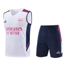 Kit Treino adulto - Camisa e Shorts - Arsenal Adidas 23/24 - Branco e azul com detalhes em branco e rosa