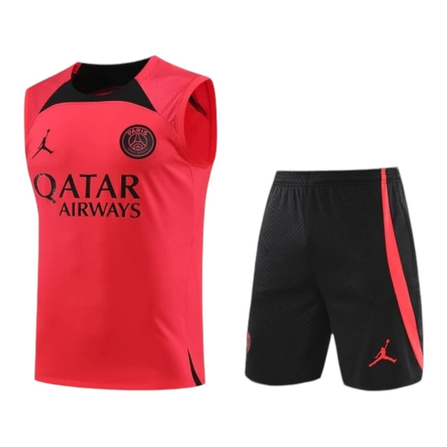 Kit Treino adulto - Camisa e Shorts - Paris Saint-Germain Nike 23/24 - Vermelho e preto