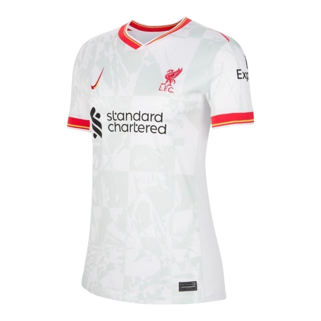 Camisa Liverpool III 24/25 -  Nike Feminina - Branca com detalhes em vermelho e cinza