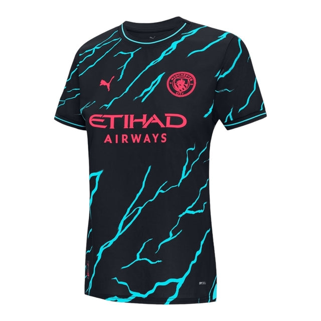 Camisa Manchester City III 23/24 -  Puma Feminina - Azul com detalhes em rosa