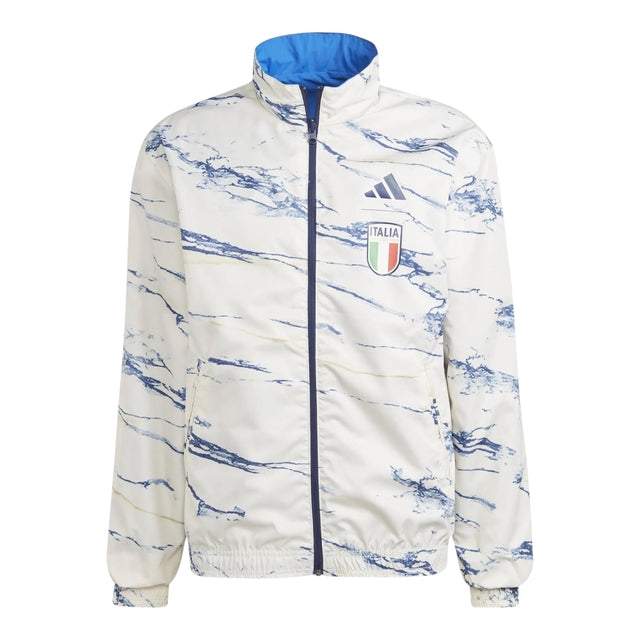 Jaqueta Corta-Vento Seleção Itália 24/25 - Masculina Adidas - Branca com detalhes em azul