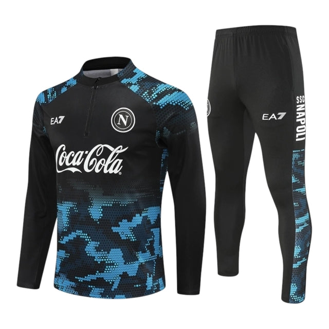 Conjunto Napoli Treino 24/25 - Masculino EA7 - Preto com detalhes em azul