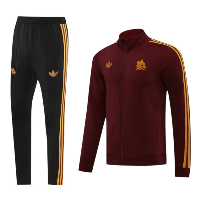 Conjunto Roma 24/25 - Masculino Adidas - Vinho e preto com detalhes em amarelo