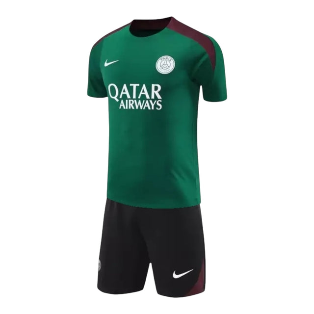 Kit Infantil Paris Saint-Germain Treino 24/25 - Nike - Verde e preto com detalhes em vermelho