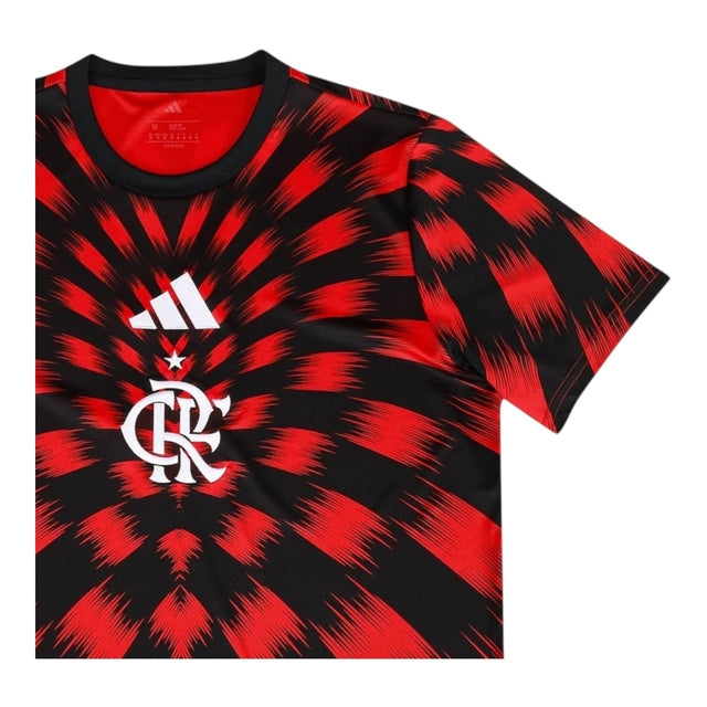 Camisa Flamengo Pré-jogo 25/26 -  Adidas Feminina - Vermelha e preta