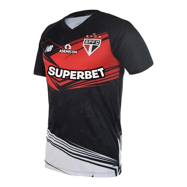 Camisa São Paulo Goleiro 25/26 - Torcedor New Balance Masculina - Preta com detalhes em branco e vermelho