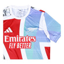 Camisa Arsenal Pré-jogo 24/25 - Torcedor Adidas Masculina - Branca com detalhes em preto e azul e vermelho