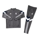 Conjunto Real Madrid Treino 25/26 - Masculino Adidas - Cinza com detalhes em azul e branco