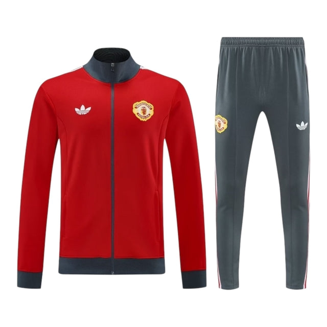 Conjunto Manchester United Treino 25/26 - Masculino Adidas - Vermelho e cinza