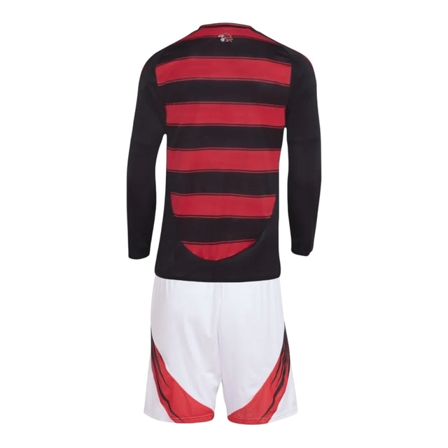 Kit Infantil Flamengo I 25/26 manga longa - Adidas - Vermelho e preto