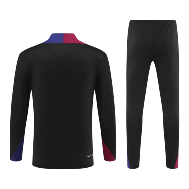Conjunto Barcelona Treino 25/26 - Masculino Nike - Preto com detalhes em azul e vermelho